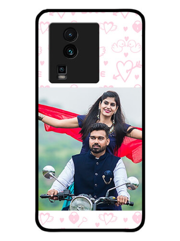 Custom iQOO Neo 7 5G Custom Glass Mobile Case - Pink Flying Heart Design