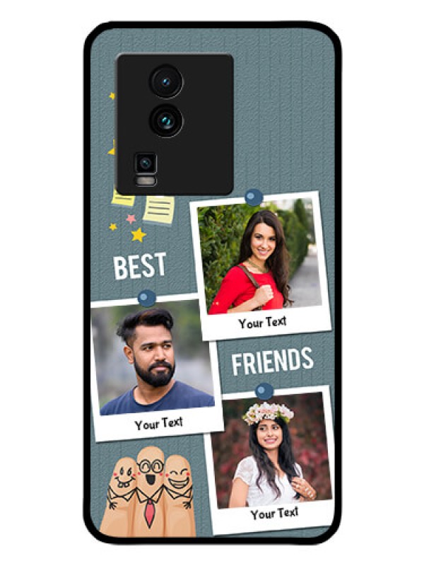 Custom iQOO Neo 7 5G Personalized Glass Phone Case - Sticky Frames and Friendship Design