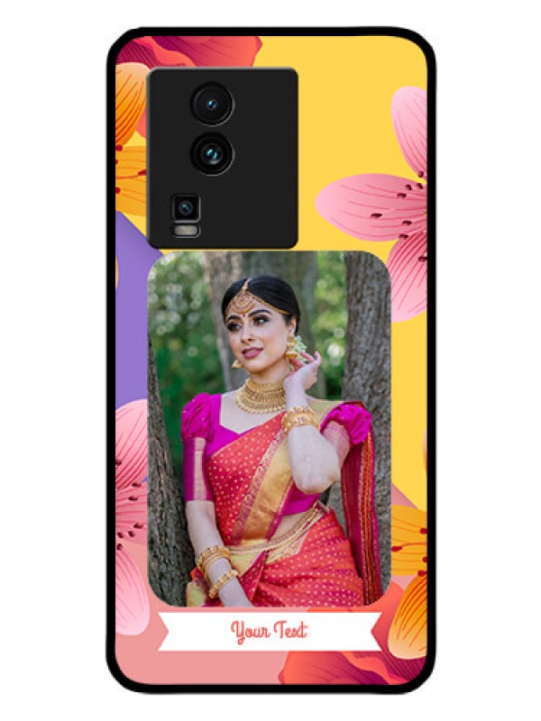 Custom iQOO Neo 7 5G Custom Glass Mobile Case - 3 Image With Vintage Floral Design