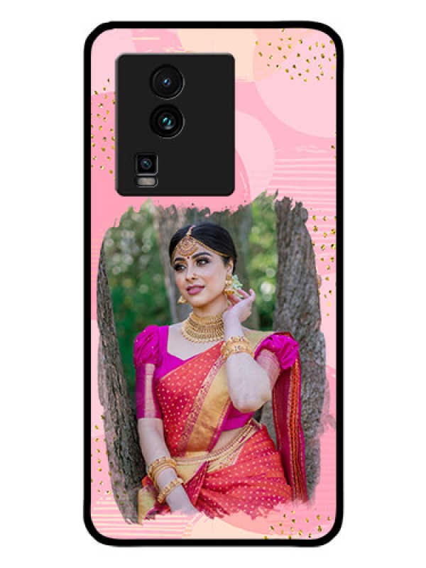 Custom iQOO Neo 7 5G Personalized Glass Phone Case - Gold Glitter Splash Design