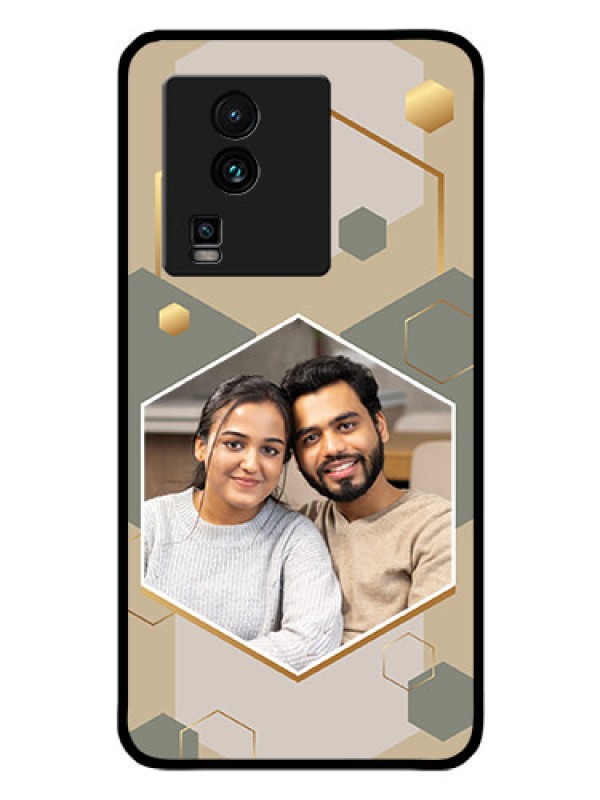Custom iQOO Neo 7 5G Photo Printing on Glass Case - Stylish Hexagon Pattern Design