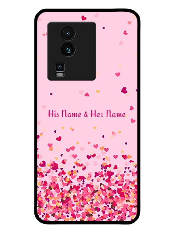 Custom iQOO Neo 7 5G Photo Printing on Glass Case - Floating Hearts Design