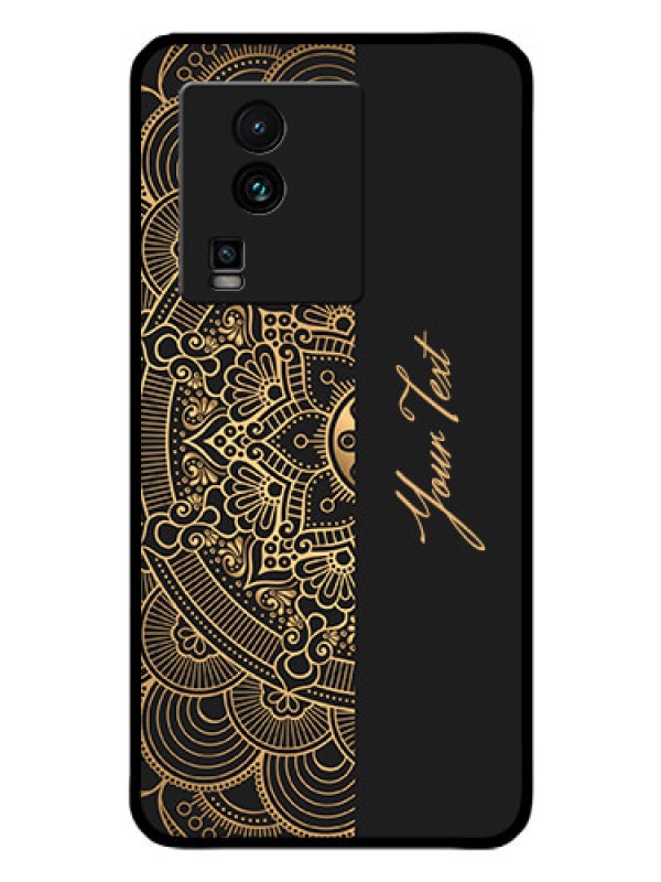 Custom iQOO Neo 7 5G Photo Printing on Glass Case - Mandala art with custom text Design