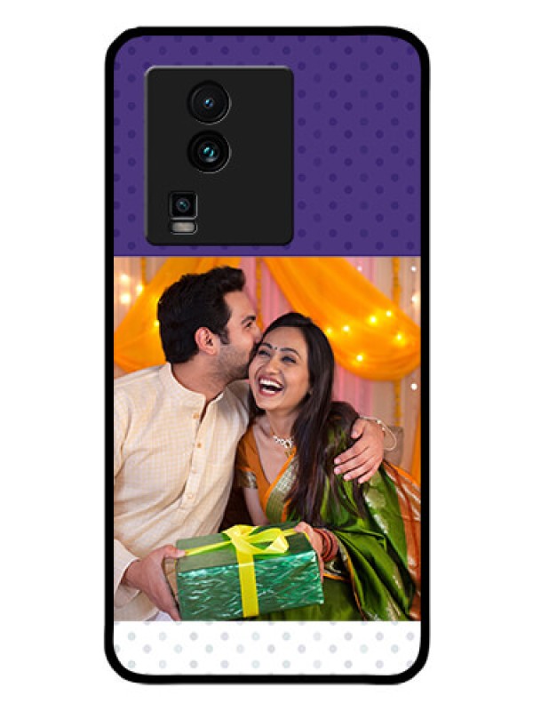 Custom iQOO Neo 7 Pro 5G Personalized Glass Phone Case - Violet Pattern Design