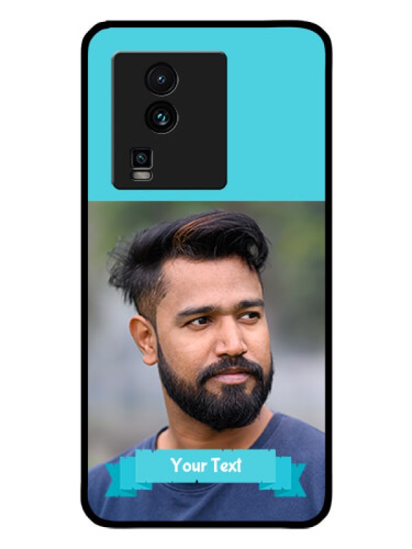 Custom iQOO Neo 7 Pro 5G Personalized Glass Phone Case - Simple Blue Color Design