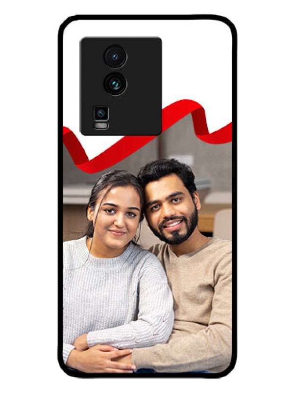 Custom iQOO Neo 7 Pro 5G Photo Printing on Glass Case - Red Ribbon Frame Design