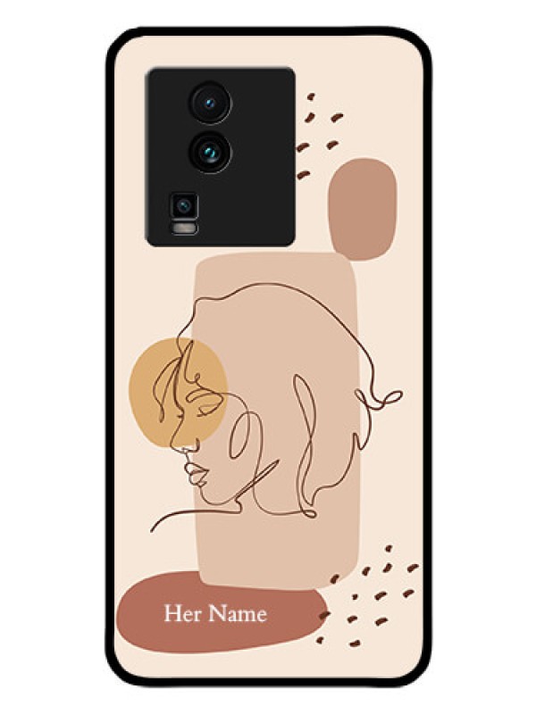 Custom iQOO Neo 7 Pro 5G Photo Printing on Glass Case - Calm Woman line art Design