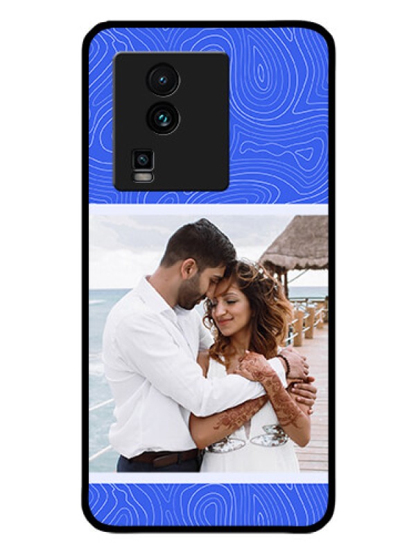 Custom iQOO Neo 7 Pro 5G Custom Glass Mobile Case - Curved line art with blue and white Design