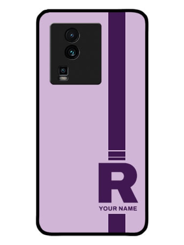 Custom iQOO Neo 7 Pro 5G Photo Printing on Glass Case - Simple dual tone stripe with name Design