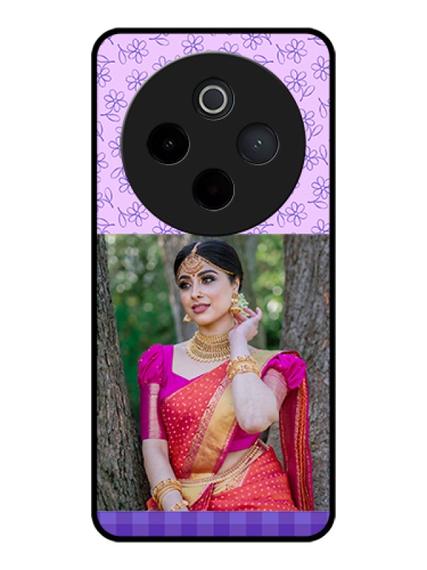 Custom iQOO Z10 5G Custom Glass Phone Case - Purple Floral Design