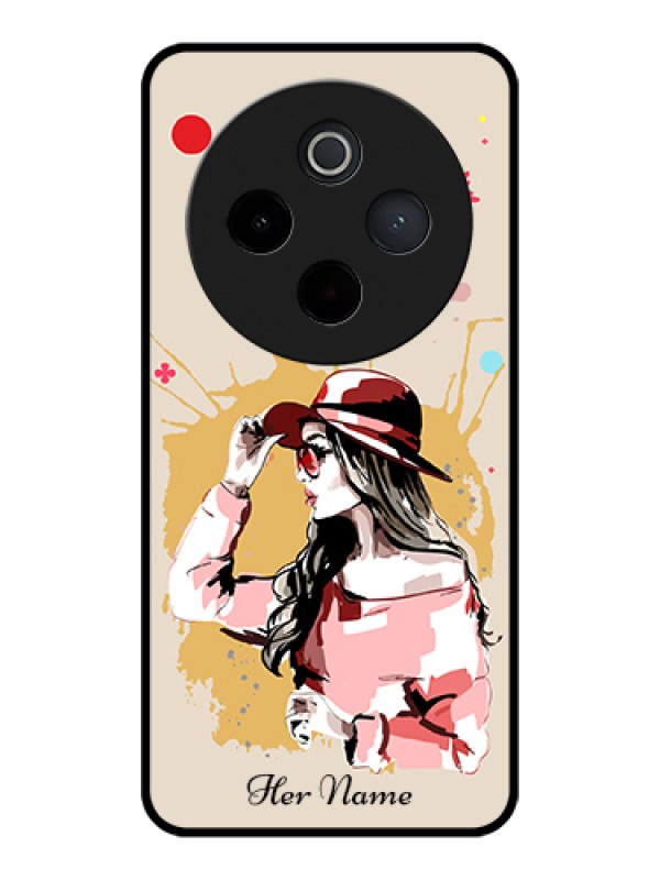Custom iQOO Z10 5G Custom Glass Phone Case - Women With Pink Hat Design