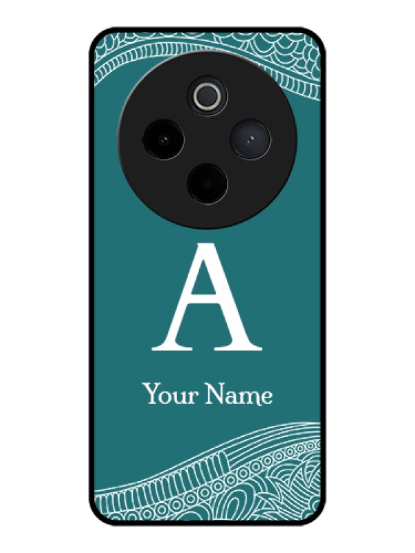 Custom iQOO Z10 5G Custom Glass Phone Case - Line Art Pattern With Custom Name Design