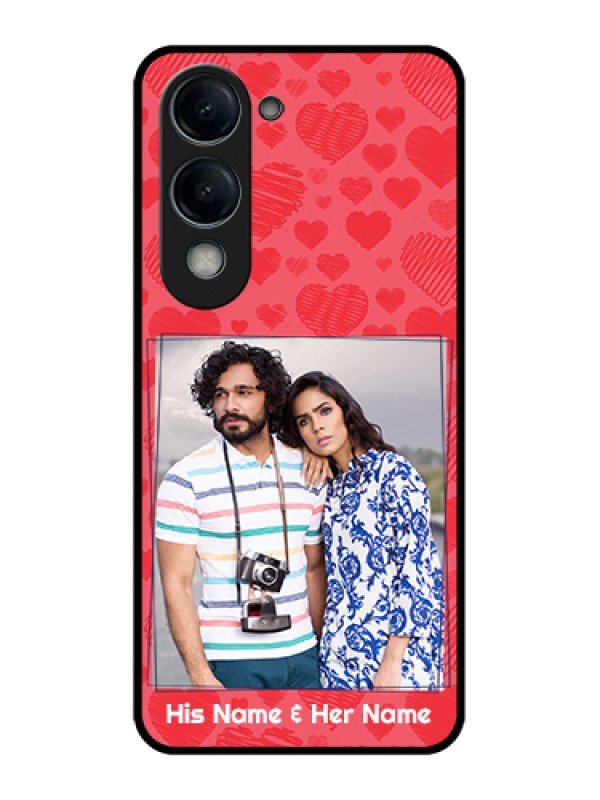 Custom iQOO Z10 Lite Custom Glass Phone Case - With Red Heart Symbols Design
