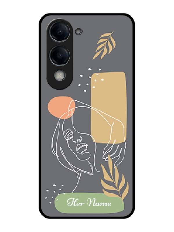 Custom iQOO Z10 Lite Custom Glass Phone Case - Gazing Woman Line Art Design