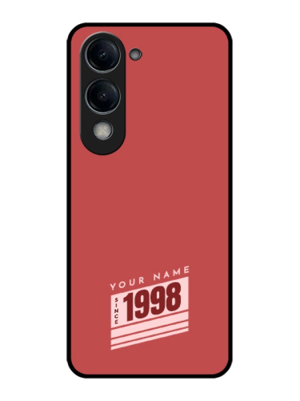 Custom iQOO Z10 Lite Custom Glass Phone Case - Red Custom Year Of Birth Design