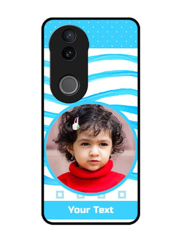 Custom iQOO Z10R Custom Glass Phone Case - Simple Blue Case Design