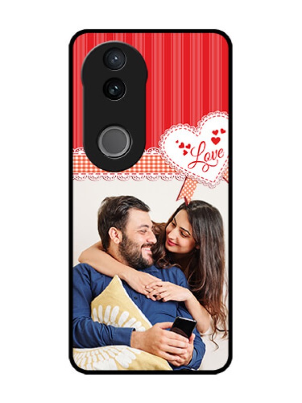 Custom iQOO Z10R Custom Glass Phone Case - Red Love Pattern Design