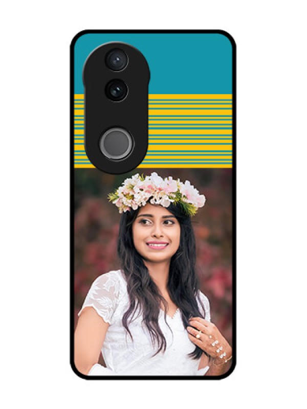 Custom iQOO Z10R Custom Glass Phone Case - Yellow & Blue Design