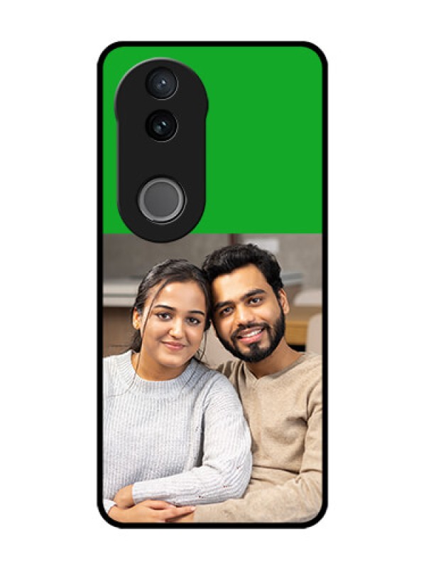 Custom iQOO Z10R Custom Glass Phone Case - Green Pattern Design