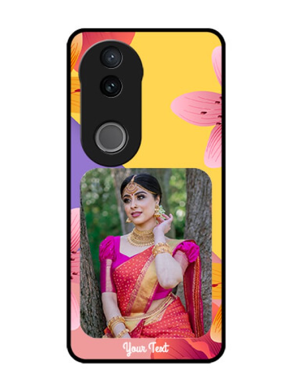 Custom iQOO Z10R Custom Glass Phone Case - 3 Image With Vintage Floral Design