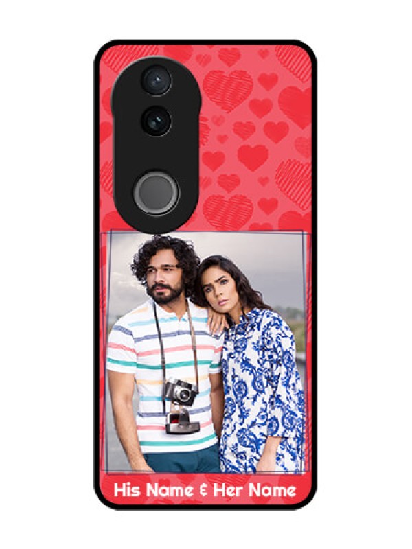 Custom iQOO Z10R Custom Glass Phone Case - With Red Heart Symbols Design