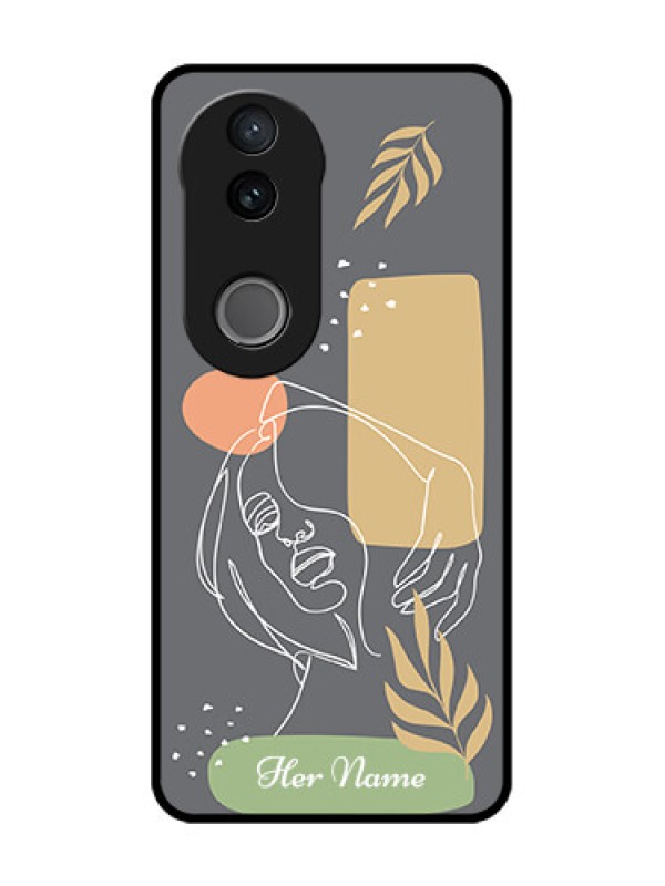 Custom iQOO Z10R Custom Glass Phone Case - Gazing Woman Line Art Design