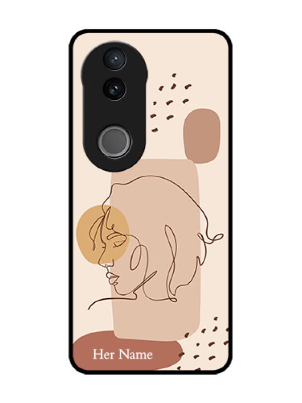 Custom iQOO Z10R Custom Glass Phone Case - Calm Woman Line Art Design