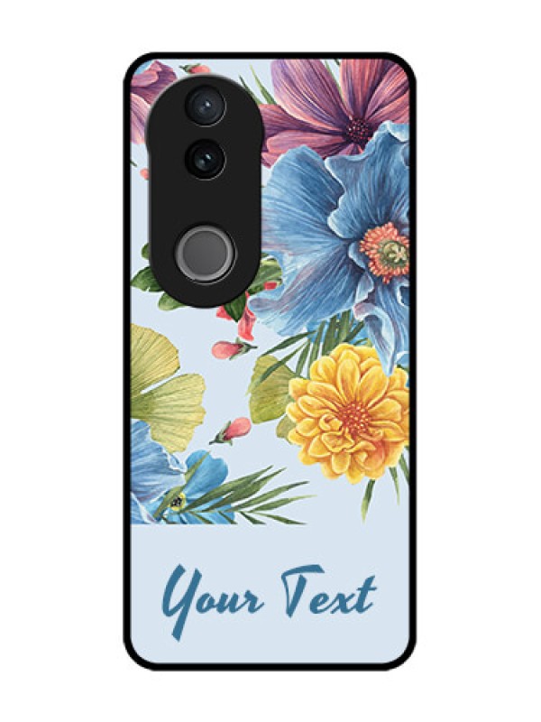 Custom iQOO Z10R Custom Glass Phone Case - Stunning Watercolored Flowers Painting Design