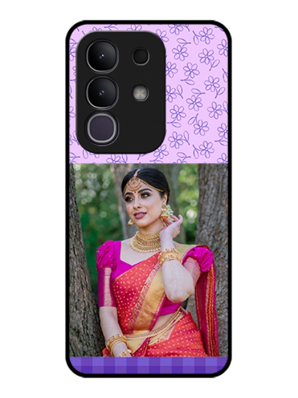 Custom iQOO Z10x 5G Custom Glass Phone Case - Purple Floral Design