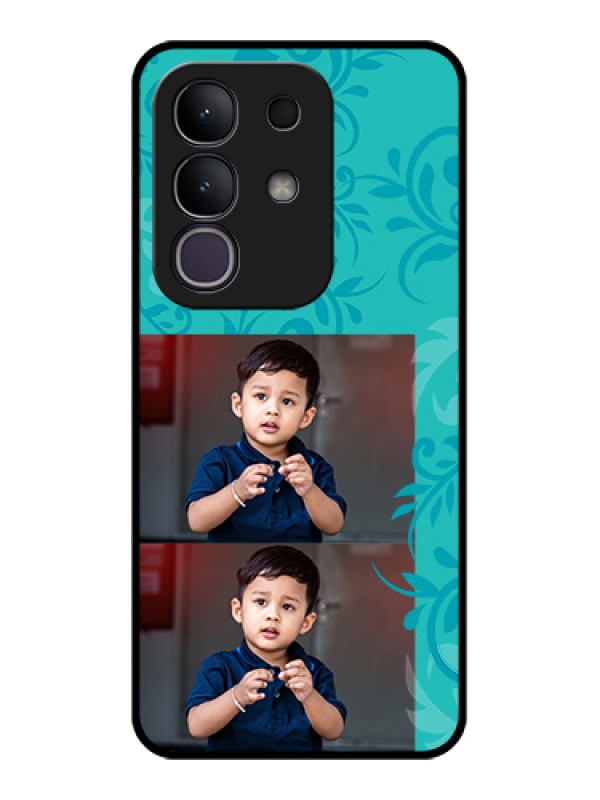 Custom iQOO Z10x 5G Custom Glass Phone Case - With Photo And Green Floral Design