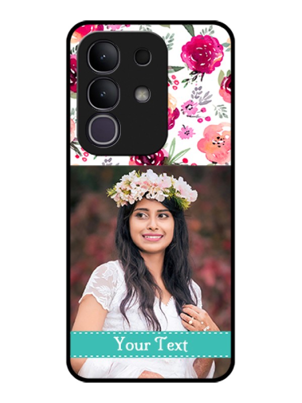 Custom iQOO Z10x 5G Custom Glass Phone Case - Water Colors Floral Design