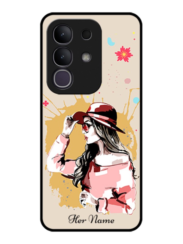 Custom iQOO Z10x 5G Custom Glass Phone Case - Women With Pink Hat Design