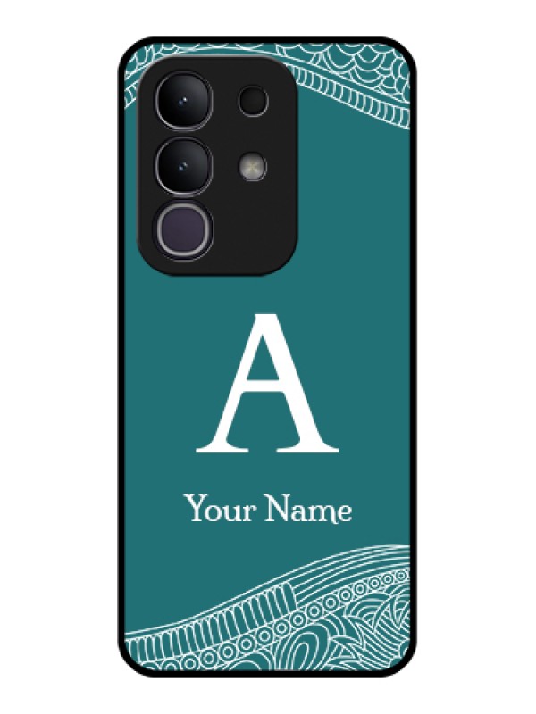 Custom iQOO Z10x 5G Custom Glass Phone Case - Line Art Pattern With Custom Name Design