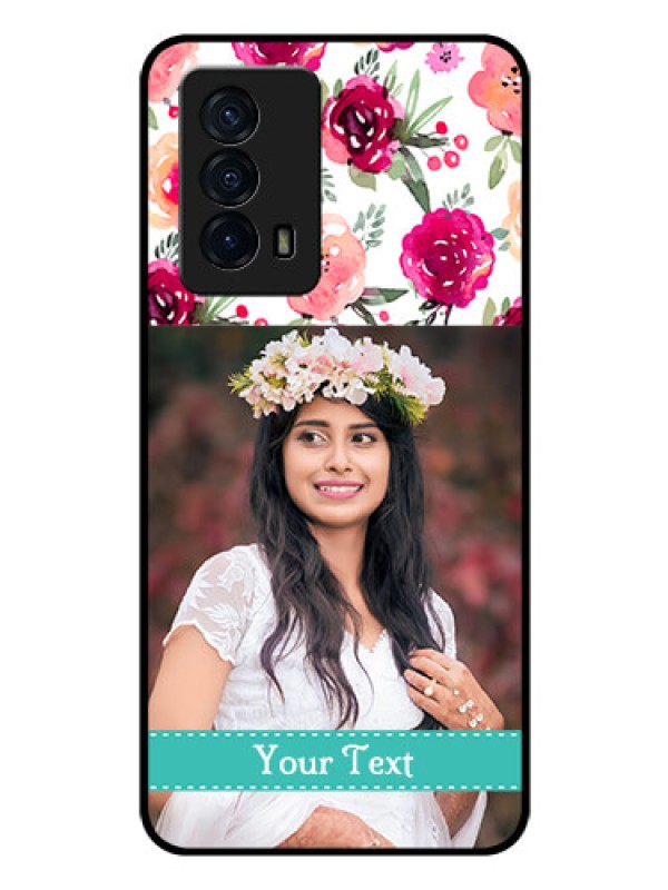 Custom iQOO Z5 5G Custom Glass Phone Case - Watercolor Floral Design