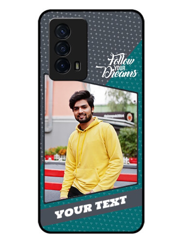 Custom iQOO Z5 5G Personalized Glass Phone Case - Background Pattern Design with Quote