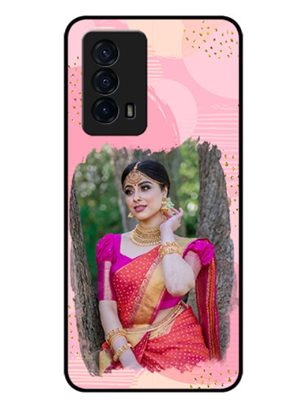 Custom iQOO Z5 5G Personalized Glass Phone Case - Gold Glitter Splash Design