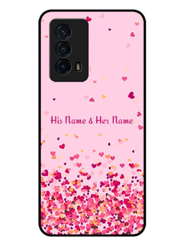 Custom iQOO Z5 5G Photo Printing on Glass Case - Floating Hearts Design