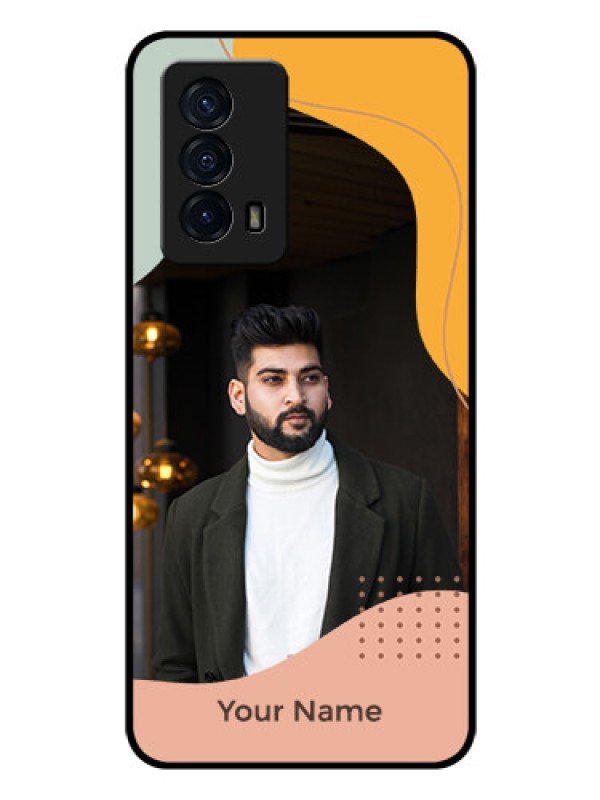 Custom iQOO Z5 5G Personalized Glass Phone Case - Tri-coloured overlay design
