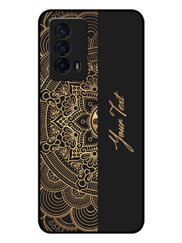 Custom iQOO Z5 5G Photo Printing on Glass Case - Mandala art with custom text Design