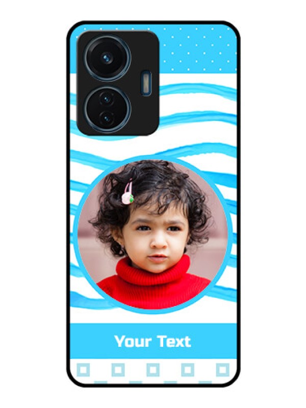 Custom iQOO Z6 44w Custom Glass Phone Case - Simple Blue Case Design