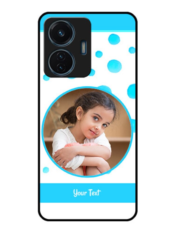 Custom iQOO Z6 44w Photo Printing on Glass Case - Blue Bubbles Pattern Design