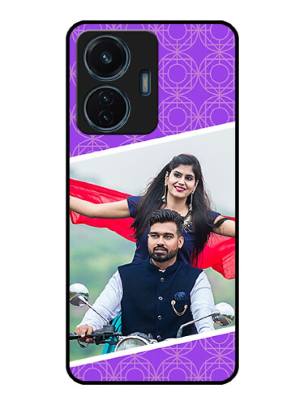 Custom iQOO Z6 44w Custom Glass Phone Case - Violet Pattern Design