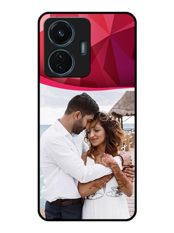 Custom iQOO Z6 44w Custom Glass Mobile Case - Red Abstract Design