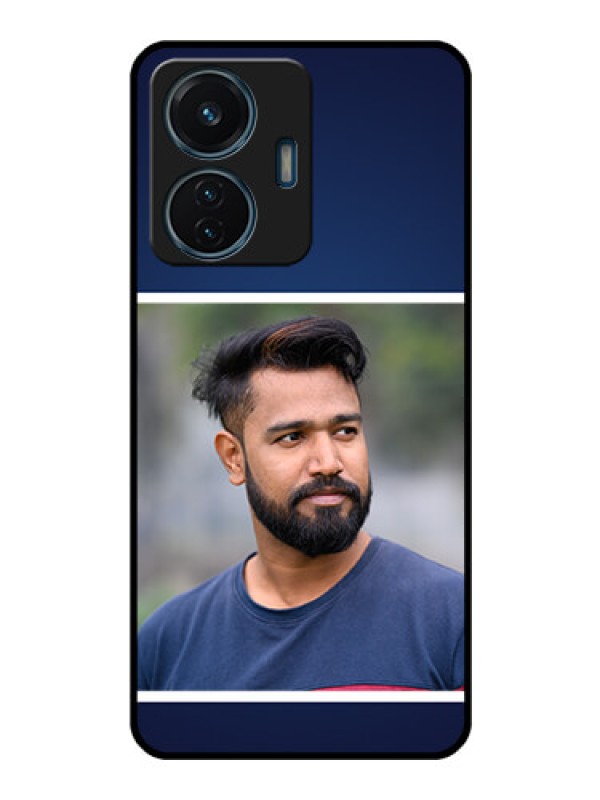 Custom iQOO Z6 44w Personalized Glass Phone Case - Simple Royal Blue Design