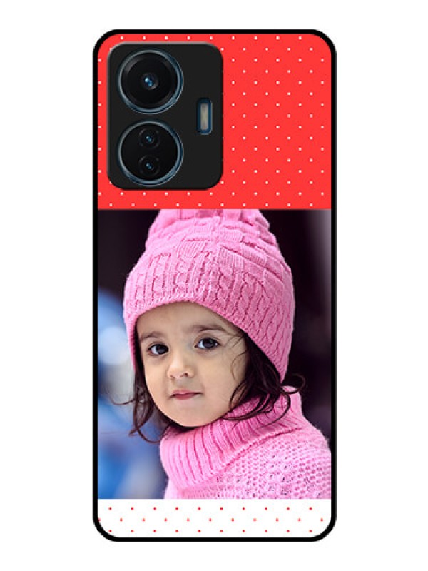 Custom iQOO Z6 44w Photo Printing on Glass Case - Red Pattern Design