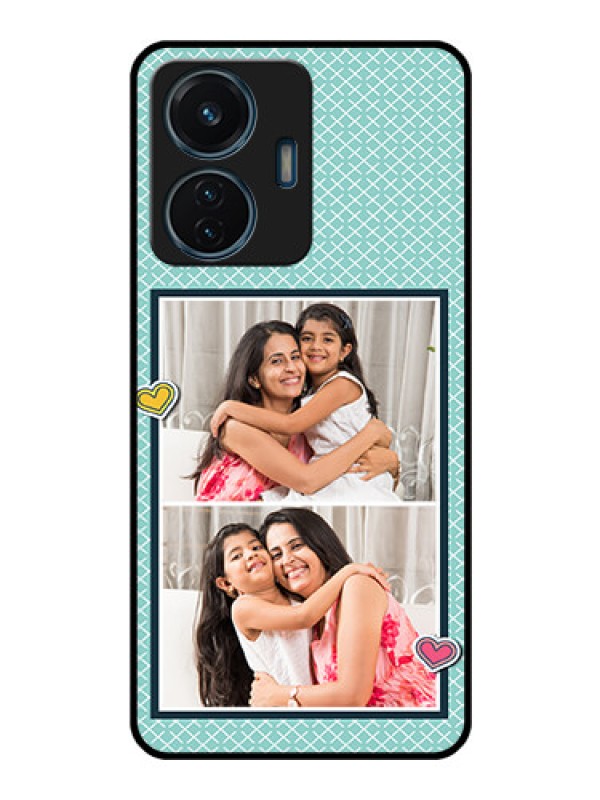 Custom iQOO Z6 44w Custom Glass Phone Case - 2 Image Holder with Pattern Design