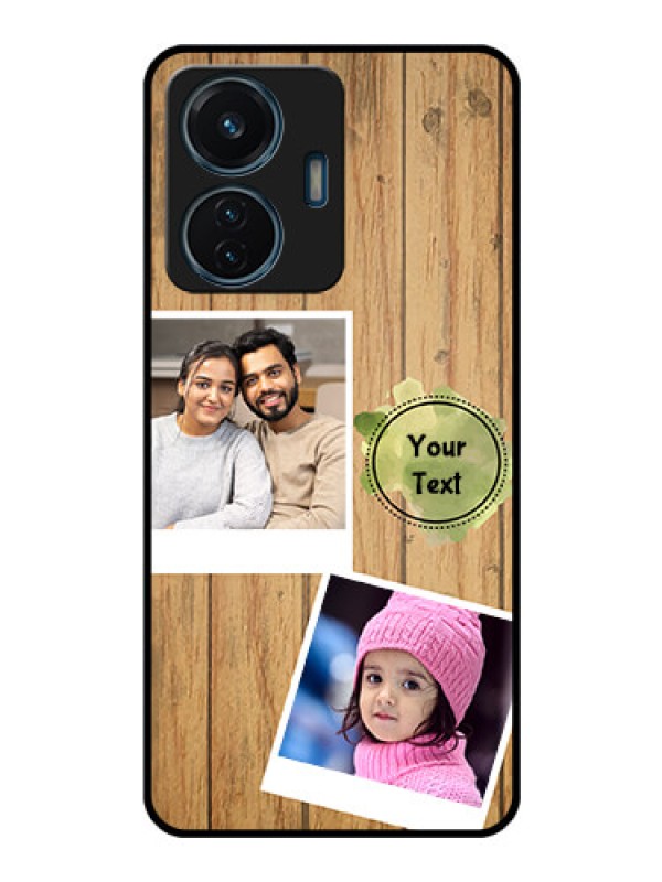 Custom iQOO Z6 44w Custom Glass Phone Case - Wooden Texture Design