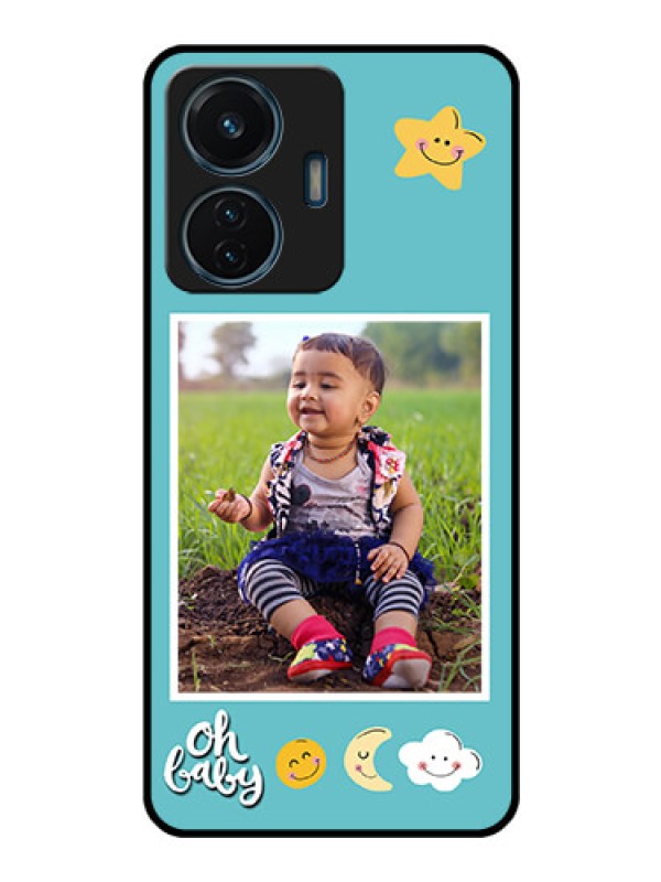 Custom iQOO Z6 44w Personalized Glass Phone Case - Smiley Kids Stars Design