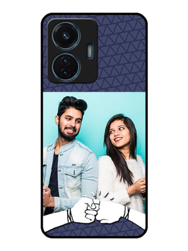 Custom iQOO Z6 44w Photo Printing on Glass Case - with Best Friends Design