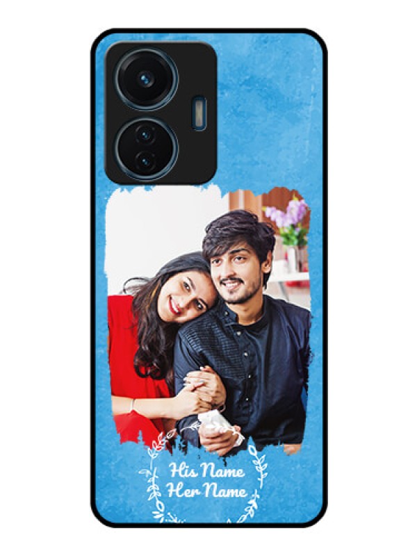 Custom iQOO Z6 44W Custom Glass Phone Case - Blue Color Vintage Design